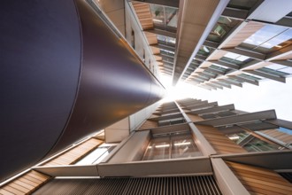 A skyscraper from a dramatic perspective with modern design and glass, London, England, United