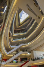 Skylight and various floors connected by escalators in Iconsiam Shopping Center, Bangkok,