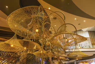 Huge woven lampshades as decoration, Iconsiam shopping center, Bangkok, Thailand's metropolis,