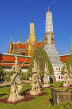 The Grand Royal Palace, Wat Phra Kaeo Buddhist Temple, buildings with overlapping roofs with curved