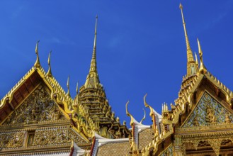 The Grand Royal Palace, the gilded Abhorn Bimok Pavilion and Dusit Maha Prasad Throne Hall, with