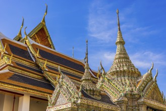 The Grand Royal Palace, Wat Phra Kaeo Buddhist Temple, Chedi Temple Towers, Buildings with
