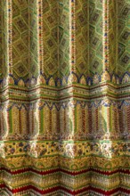 The Grand Royal Palace, Wat Phra Kaeo Buddhist Temple, columns with colorful ceramic inlays, Phra