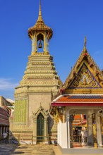 The Grand Royal Palace, Wat Phra Kaeo Buddhist Temple, the Bell Tower, Phra Nakhon, Bangkok,