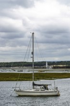 Boats and Marshes over Hurst Spit, Milford on Sea, Lymington, Hampshire, UK