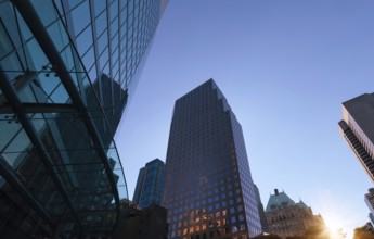Scenic Vancouver financial district skyline in the city downtown near Robson square