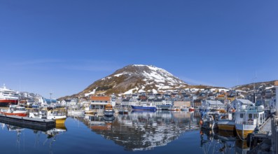 Honningsvag bay, island of Mageroya in Finmark county, Norway. Famous cruise and tourist