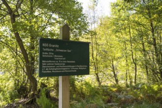 Information sign at Schwarzer See, Kesselsee, Granitz Nature Reserve, Southeast Rügen Biosphere