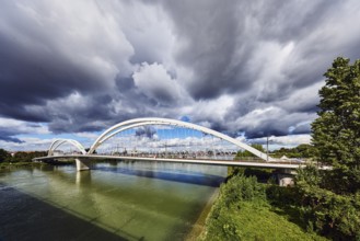Beatus-Rhenanus bridge, pedestrian and tram bridge, architect Marc Barani, Rhine river, border