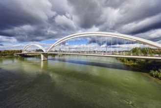 Beatus-Rhenanus bridge, pedestrian and tram bridge, architect Marc Barani, Rhine river, border