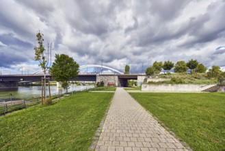 Beatus-Rhenanus bridge, pedestrian and tram bridge, architect Marc Barani, Rhine river, border