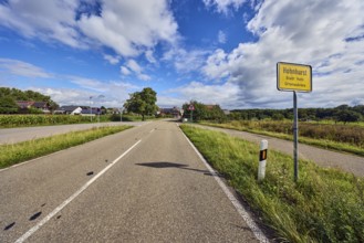 Town entrance sign, general development, building, road, guide post, trees, grass, forest, blue