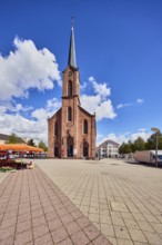Friedenskirche church, neo-Gothic style, architect Friedrich Theodor Fischer, church tower, square,