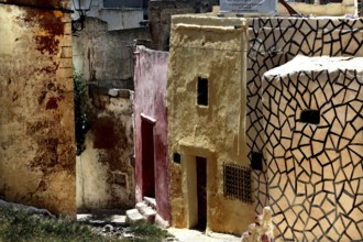 Weatherproof buildings with structured facades in the medina of Safi, Safi, Doukkala-Abda, Morocco
