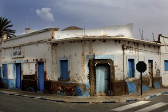 Weathered Spanish architecture in Sidi Ifni with Twist Club, Sidi Ifni, Souss-Massa, Morocco