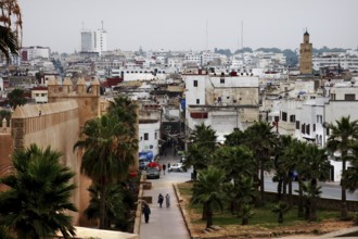 View of Rabat Medina with characteristic buildings and green areas, Rabat, Rabat-Salé-Kénitra,