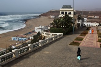 Coastal view from the promenade of the old town of Sidi Ifni, Sidi Ifni, Souss-Massa, Morocco