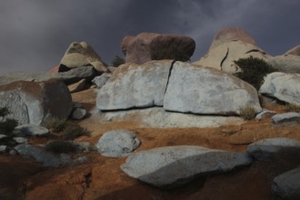 Colourfully painted rock formations in the Tafraoute desert by Jean Verame, Tafraoute, Souss-Massa,