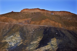 Mountain landscape in Tizi n'Tichka with impressive rock formations and road, zero