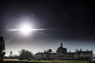 Bath House in Rotorua Government Gardens at sunset, Rotorua, Bay of Plenty, New Zealand