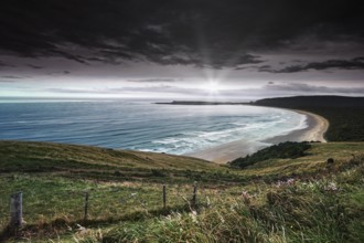 View of the coast near Papatowai from Florence Hill Lookout with great panorama, Papatowai, Otago,