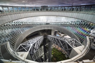 Futuristic architecture of the Umeda Sky Building observation deck, Osaka, Umeda, Japan