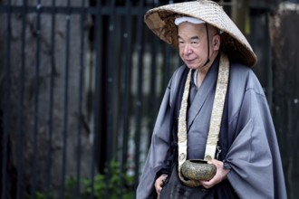 Mendor in traditional clothing at Meiji Shrine in Harajuku, Tokyo, Harajuku, Japan