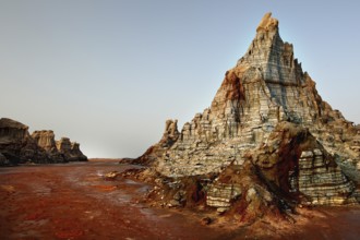 Dramatic rock formation in the Dallol Salt Canyon, zero