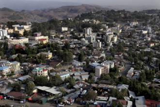 Panoramic view of Gondar city and surrounding hills