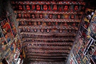 Artistic ceiling paintings in Debre Berhan Selassie church, Gondar, Ethiopia