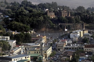 Panoramic view of Gondar with Gemp in the background and surrounding town