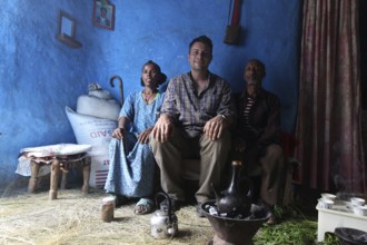 Family visit, interesting togetherness in a cozy room in Lalibela, Lalibela, null