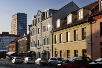 Evening light over old and modern buildings in the old town of Klaipeda, Klaipeda, Memel, Lithuania