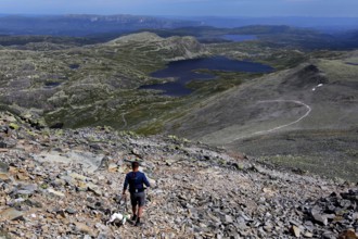 Extensive views from Gaustatoppen peaks, trails and valleys in natural surroundings, zero