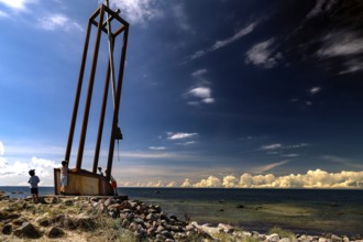 A monument on the coast of Tahkuna under a dramatic sky, Hiiumaa, Tahkuna, Estonia