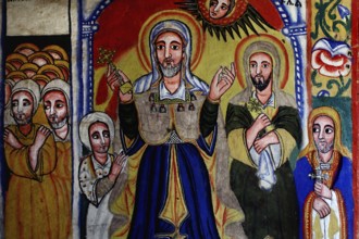 Detailed wall paintings in Ura Kidhane Mihret depict holy figures, zero