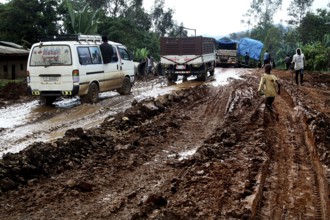 Muddy and difficult road conditions on the route between Yirga Alem and Yabello