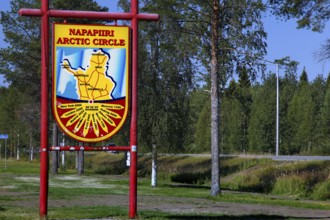 Sign with polo circle crest in colorful design in Napapiiri, Napapiiri, Finland
