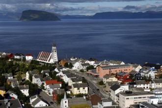 City of Hammerfest with views of the sea and surrounding mountains, Hammerfest, Norway