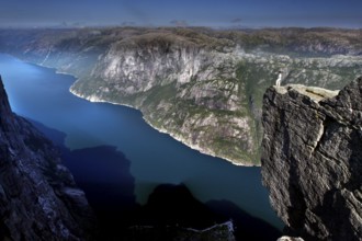 Breathtaking view of Lysefjord along high cliffs, Lysefjord, Rogaland, Norway