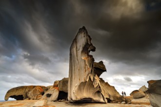 Monumental rocks under dramatic sky near Remarkable Rocks, Kangaroo Island, South Australia,