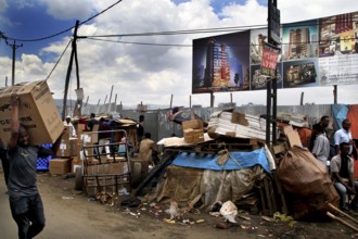 Hustle and bustle on the Mercato in Addis Ababa, with stalls and crowds, Addis Ababa, zero,