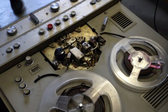 Tape recorder in the KGB Museum at Hotel Viru with historical monitoring equipment, Tallinn, Harju,