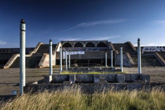 Monumental concrete architecture of the city hall (Linnahall) in Tallinn, Tallinn, Kelmiküla,