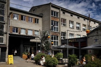 Lively café and creative office scene in the Telliskivi Creative Campus, Tallinn, Kelmiküla,