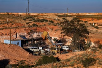 House in a dry, barren desert landscape by Coober Pedy, Australia, Coober Pedy, South Australia,