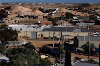 View of Coober Pedy, known for its underground houses and opal mines, Coober Pedy, South Australia,