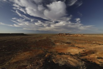Endless desert landscape under a dramatic sky in the breakaways, zero