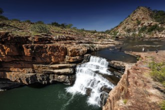 Dynamic waterfall in the impressive Bell Gorge under clear skies, Bell Gorge, Western Australia,