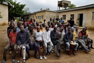 Patients sing together outdoors as part of their therapy in Bouaké, Bouaké, Saint Camille, Nimbo,